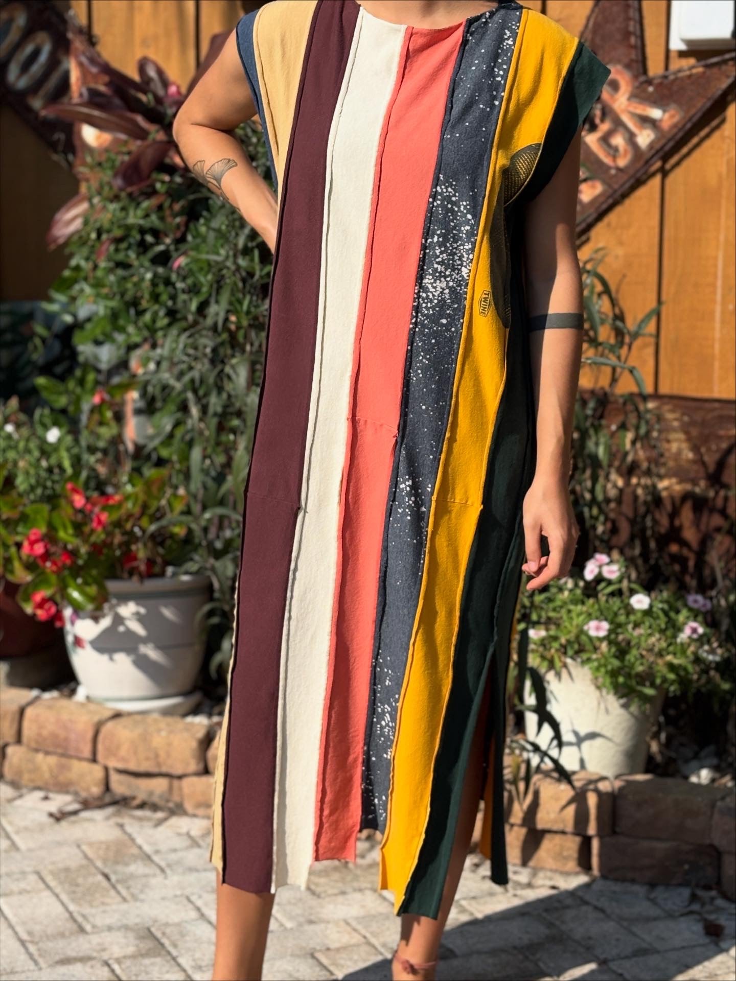 "STRIP TEE DRESS" ReCycled Tee Shirt Dress