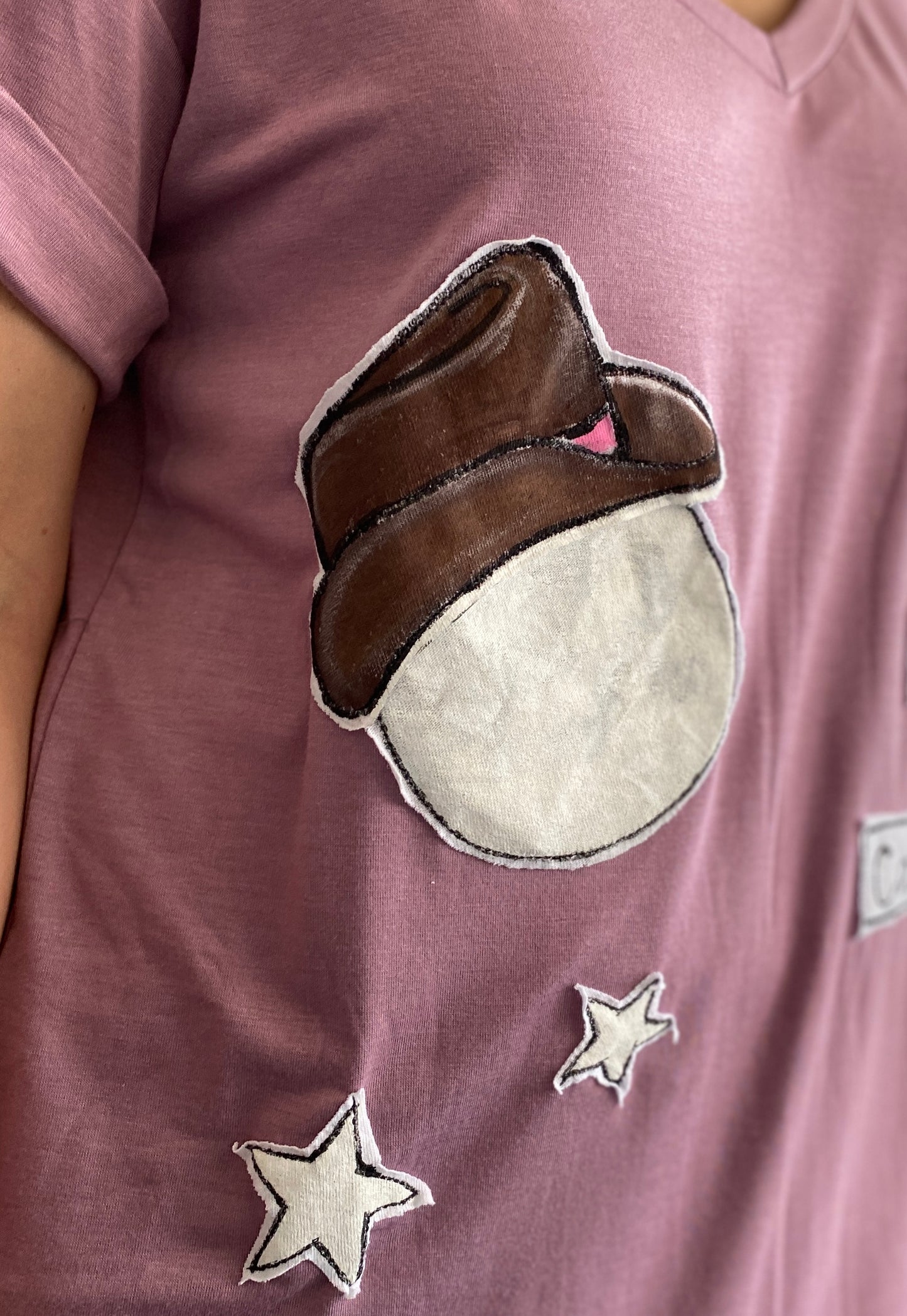 "I'm a Space Cow Girl" Women's Lilac V-Neck Tee (L) (SOLD)