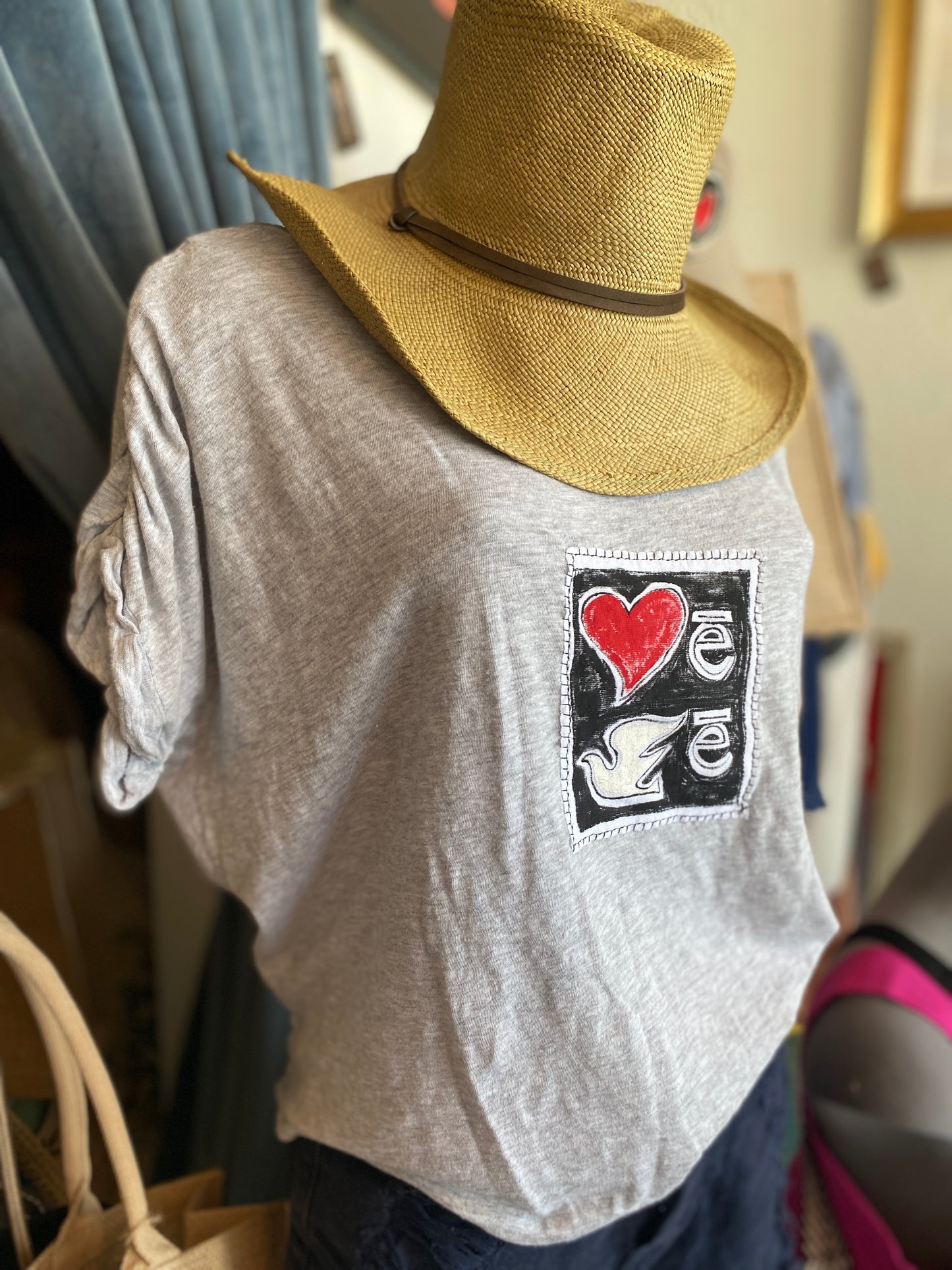 "Lovey-Dovey" Women's Medium Grey Tee (SOLD)