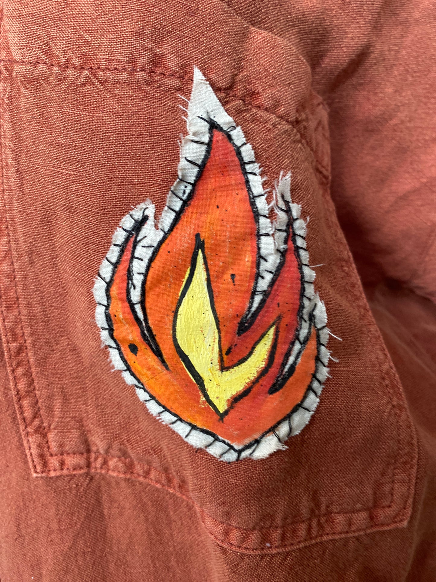 Hot, Like Hot Wings with Hot Chocolate in H3LL" UPCYCLED Short Sleeve Romper in Burnt Orange (SOLD)