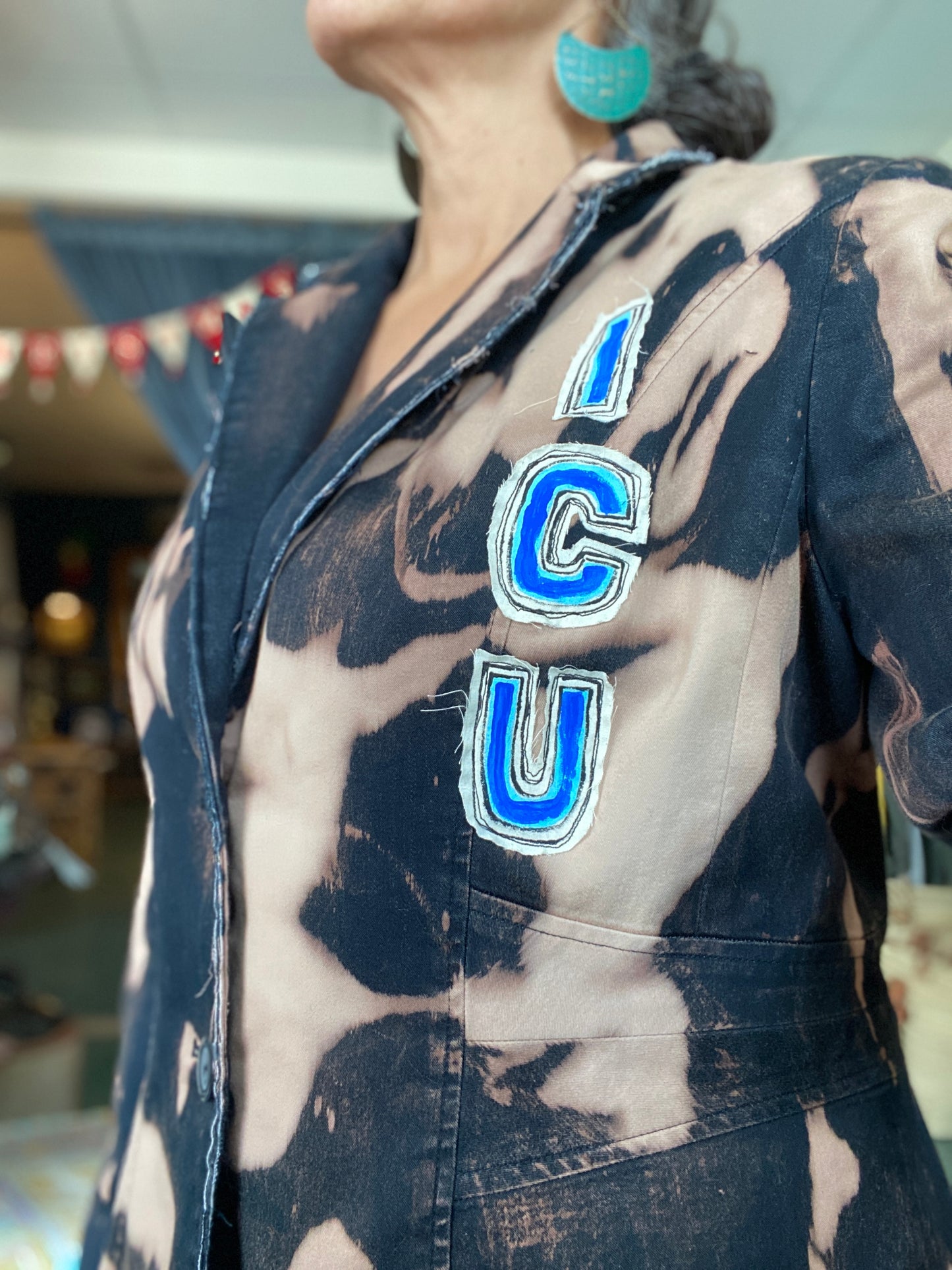 "I C U" UpCycled Blazer with Protection Eyes (SOLD)