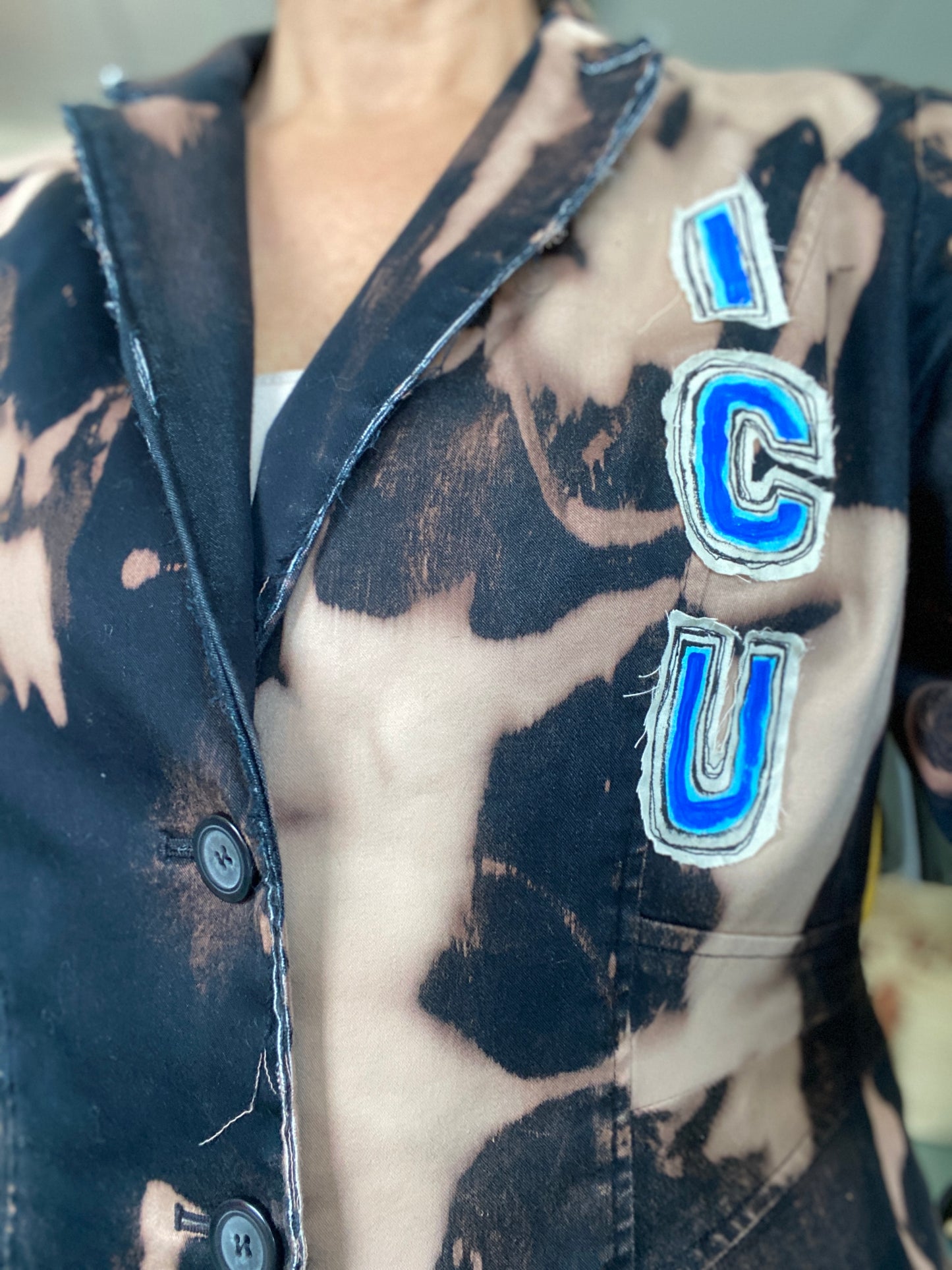 "I C U" UpCycled Blazer with Protection Eyes (SOLD)