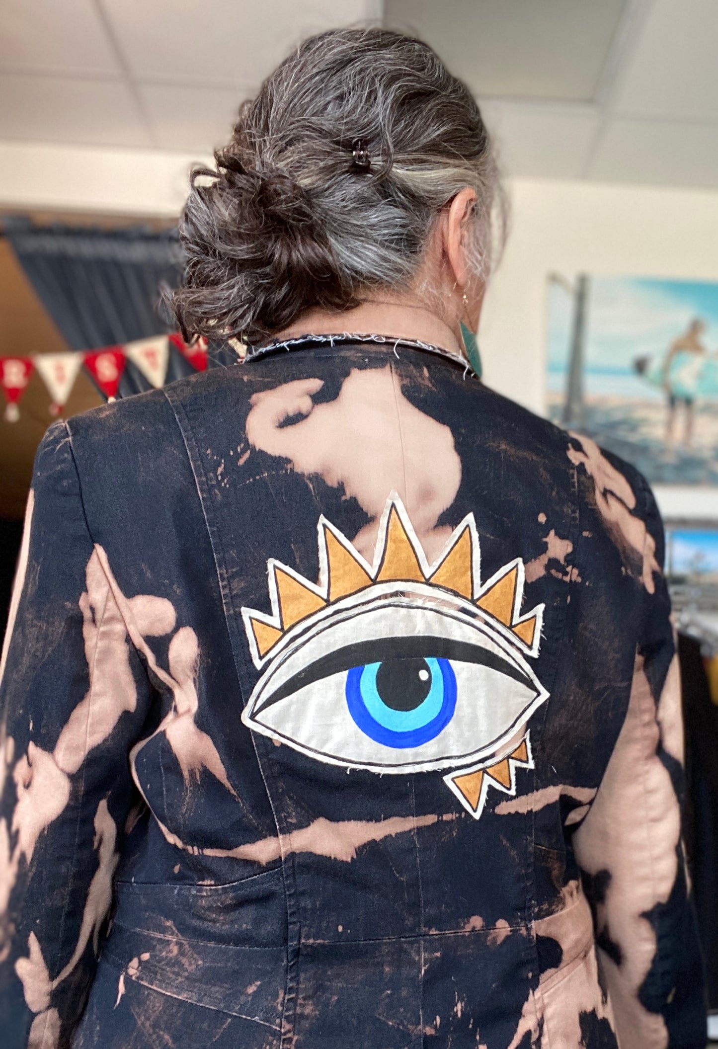 "I C U" UpCycled Blazer with Protection Eyes (SOLD)