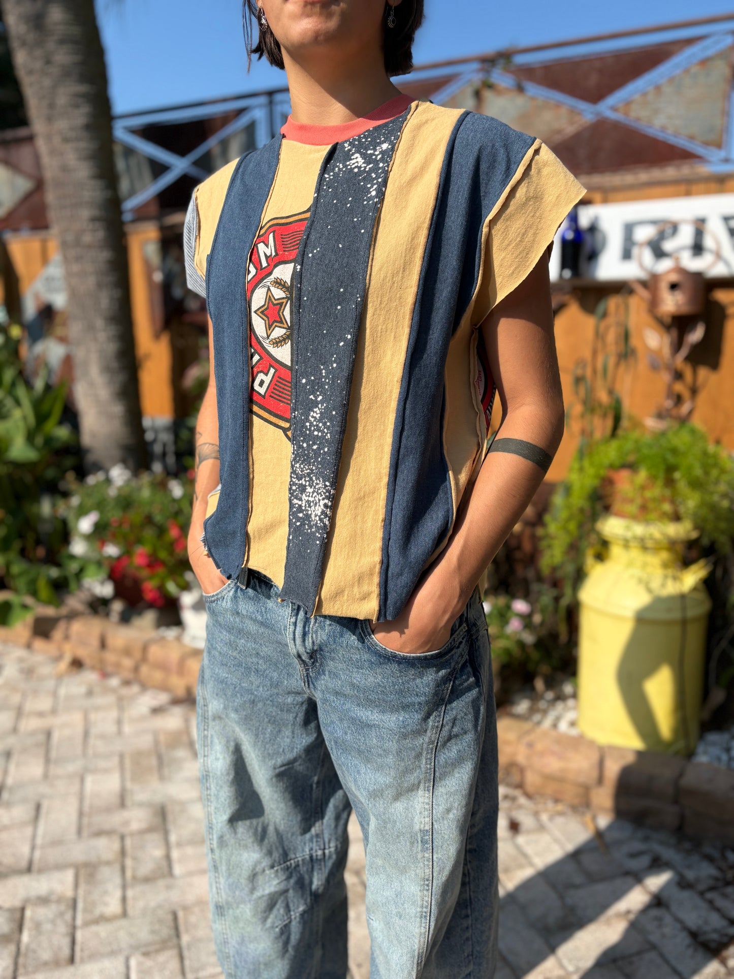 "STRIP TEE SHIRT" ReCycled Tee Shirt Top