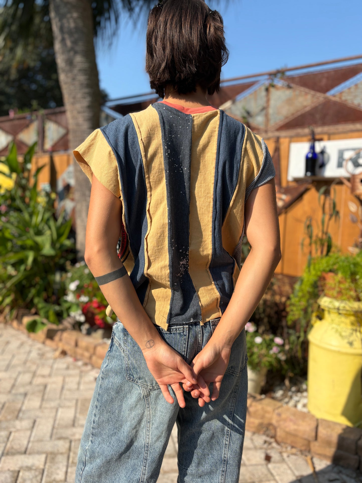 "STRIP TEE SHIRT" ReCycled Tee Shirt Top