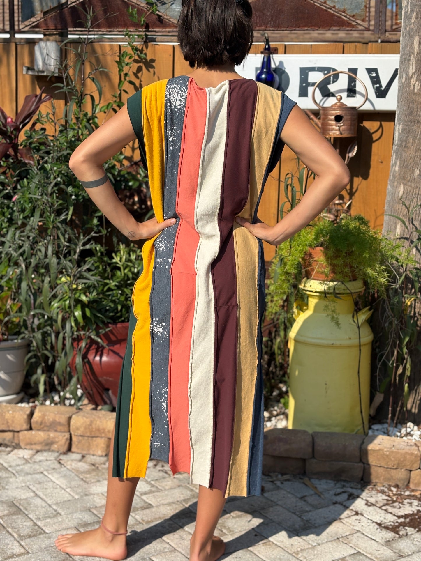 "STRIP TEE DRESS" ReCycled Tee Shirt Dress