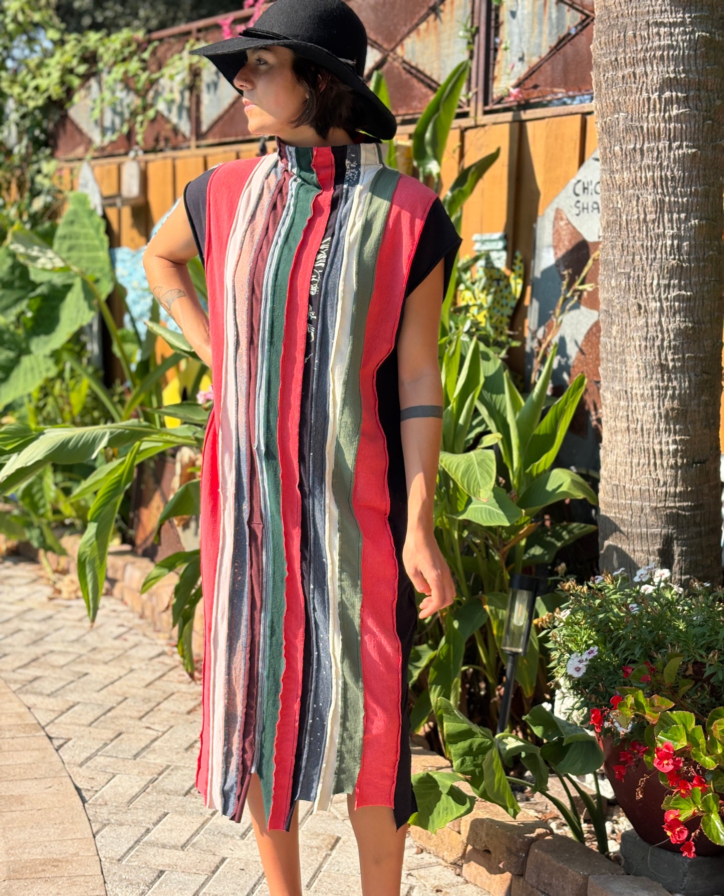 "STRIP TEE DRESS" ReCycled Tee Dress (SOLD)
