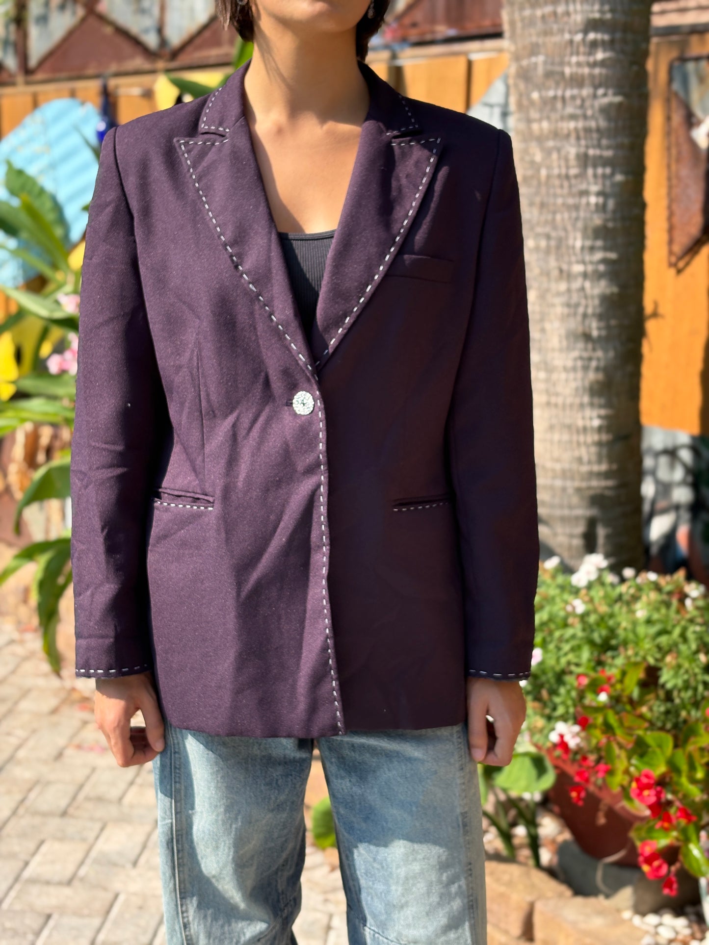 "ON A DEAD OF NIGHT" UPCYCLED BLAZER. (SOLD)