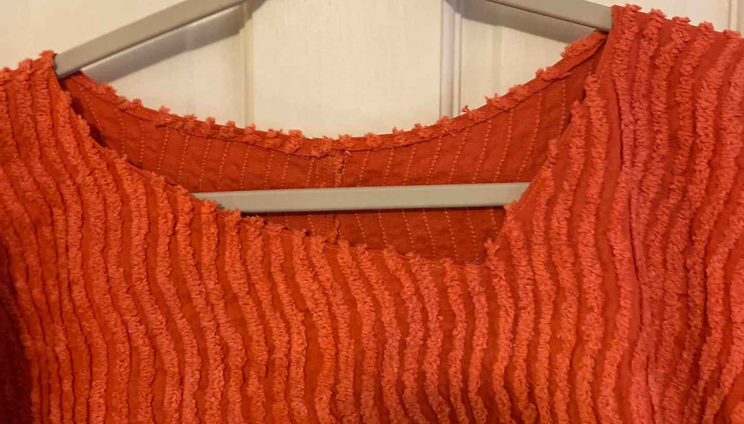 Coral Chenille Peek-a-Boo Back Top (M/L) (SOLD)