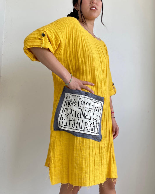 "Here Comes the Sun and I Say it's Alright" Yellow Cotton Gauze Dress (SOLD)