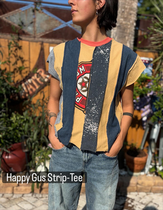 "STRIP TEE SHIRT" ReCycled Tee Shirt Top
