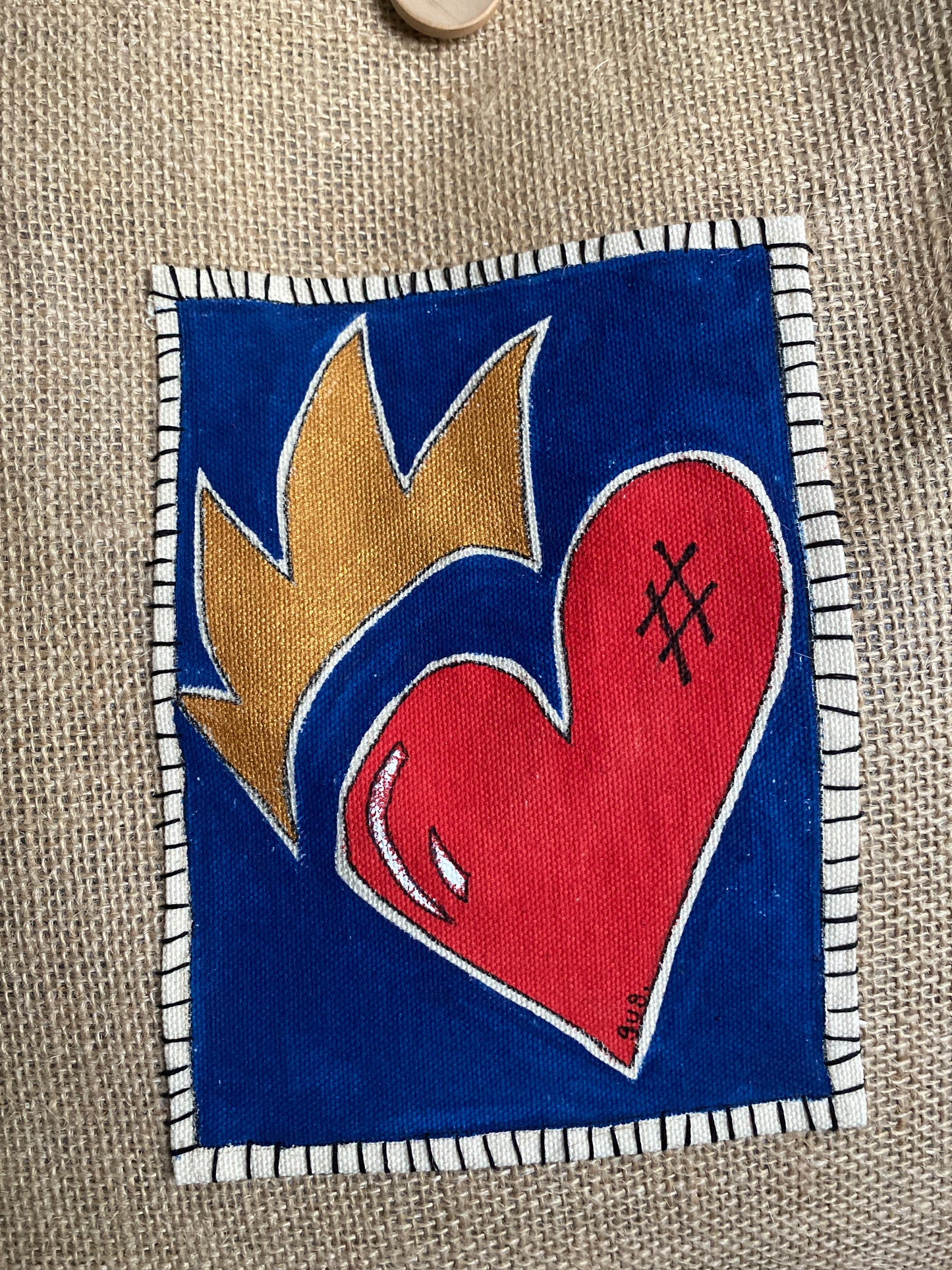 "Queen of Hearts" Burlap Beach Bag (SOLD)