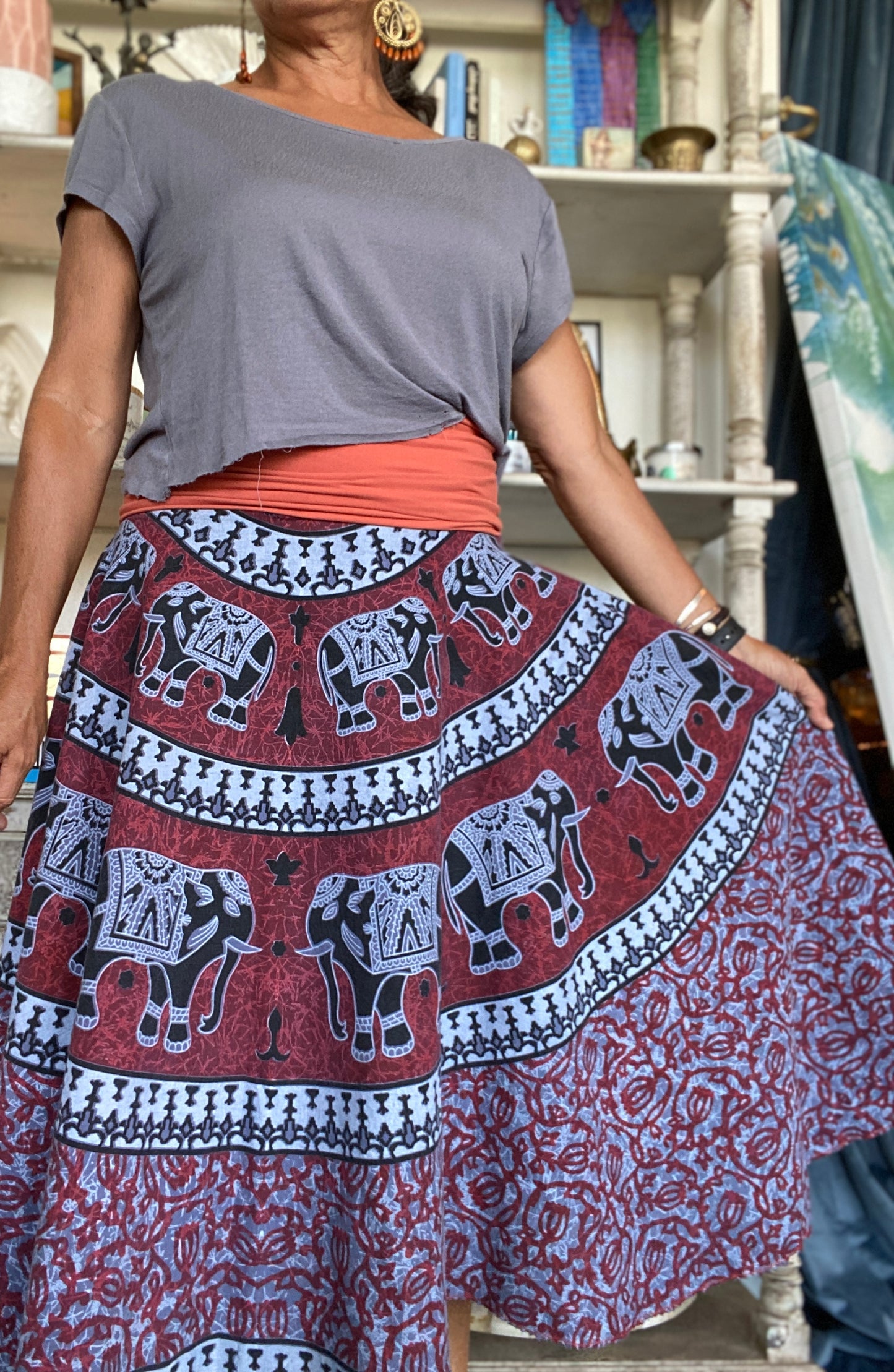 Luck & Prosperity Be with You in This UpCycled One of a Kind Hindu Tapestry Skirt