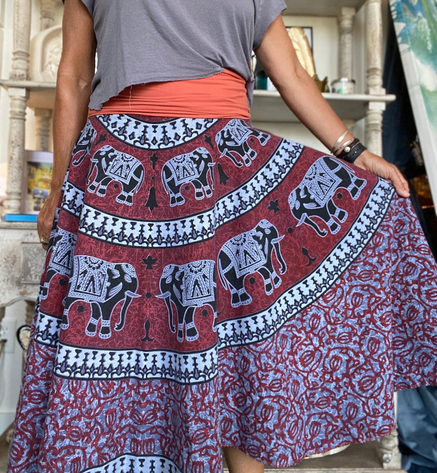 Luck & Prosperity Be with You in This UpCycled One of a Kind Hindu Tapestry Skirt