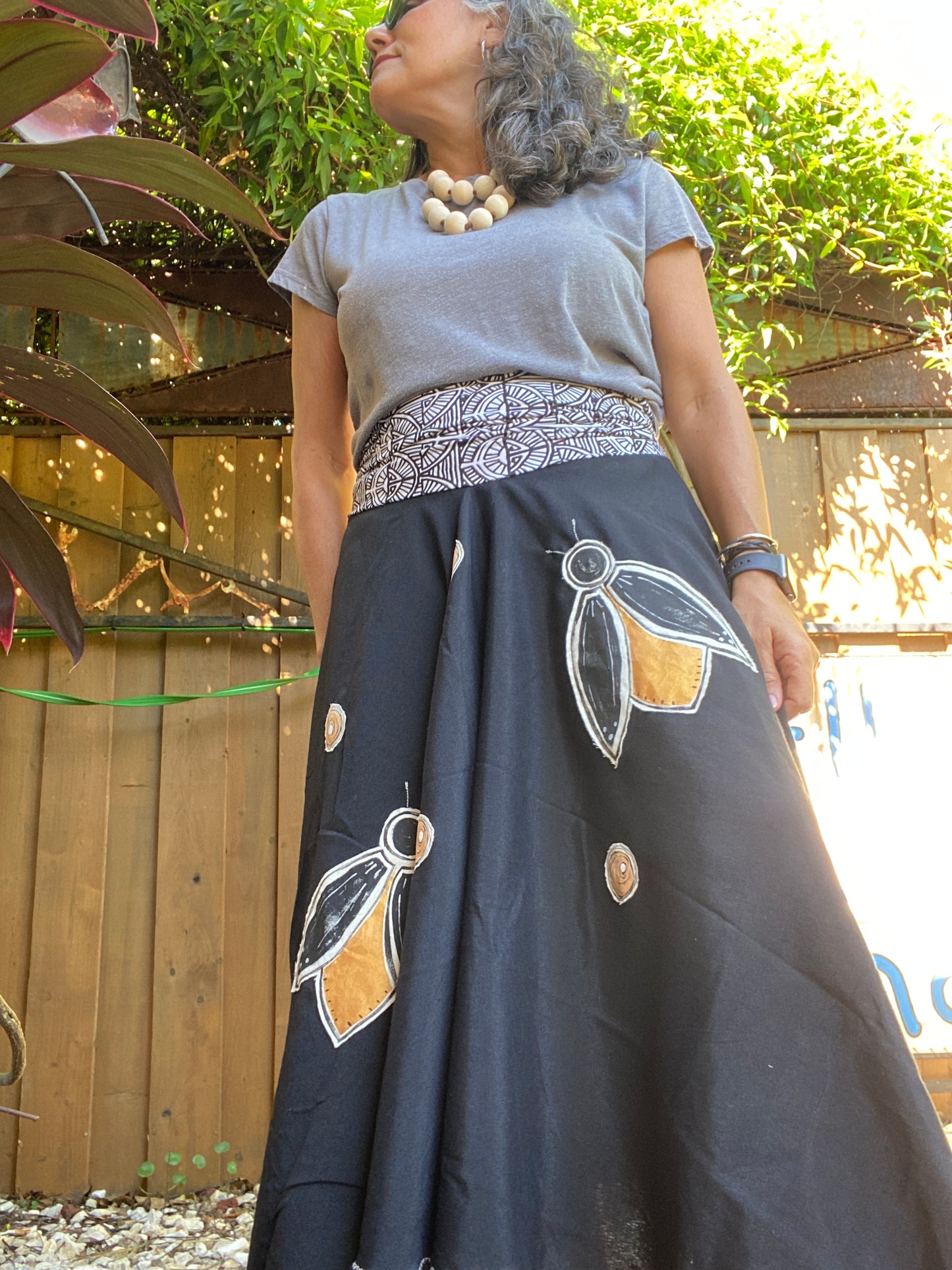 "Where Did All the Fireflies Go?"  Black Skirt with Lycra Bandeau & Hand Painted Fireflies