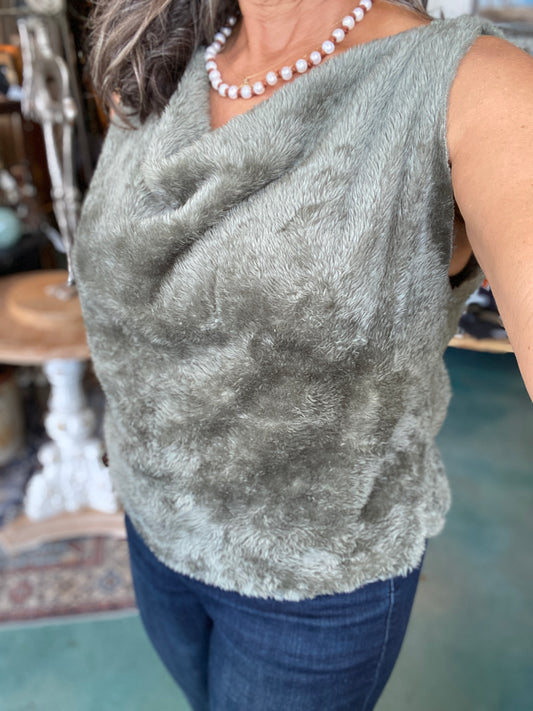 Fuzzy Festive Cowl Neck " CooL" Top