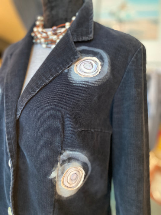 Vintage UpCycled Corduroy Blazer in Navy Blue