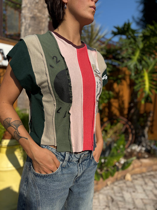 "STRIP TEE SHIRT" ReCycled Tee Shirt Top