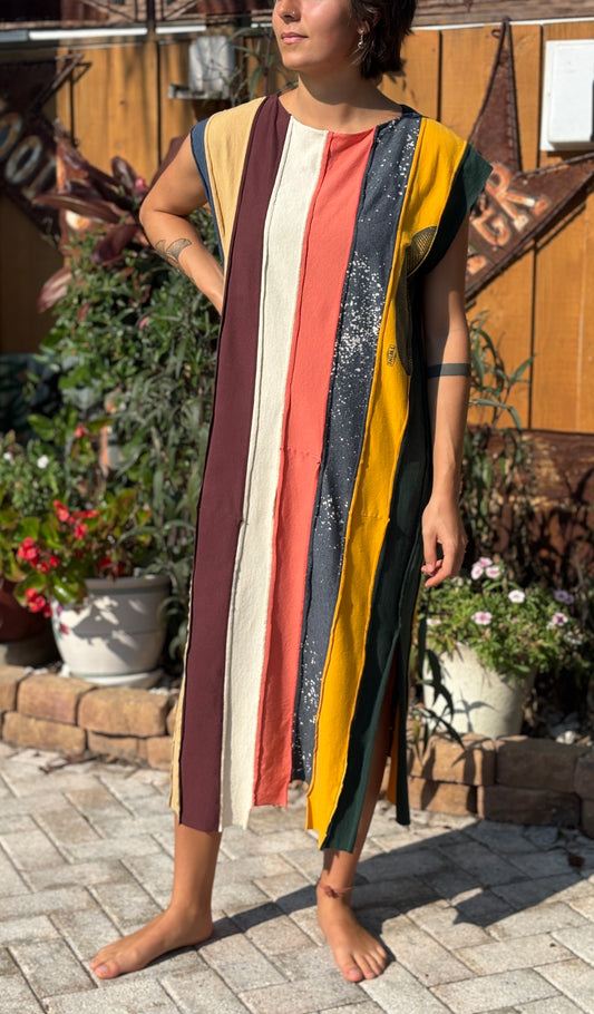 "STRIP TEE DRESS" ReCycled Tee Shirt Dress