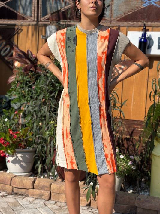 "STRIP TEE DRESS" ReCycled Tee Shirt Dress