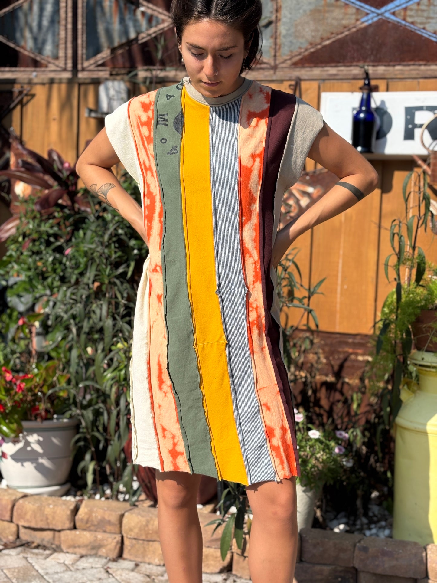 "STRIP TEE DRESS" ReCycled Tee Shirt Dress
