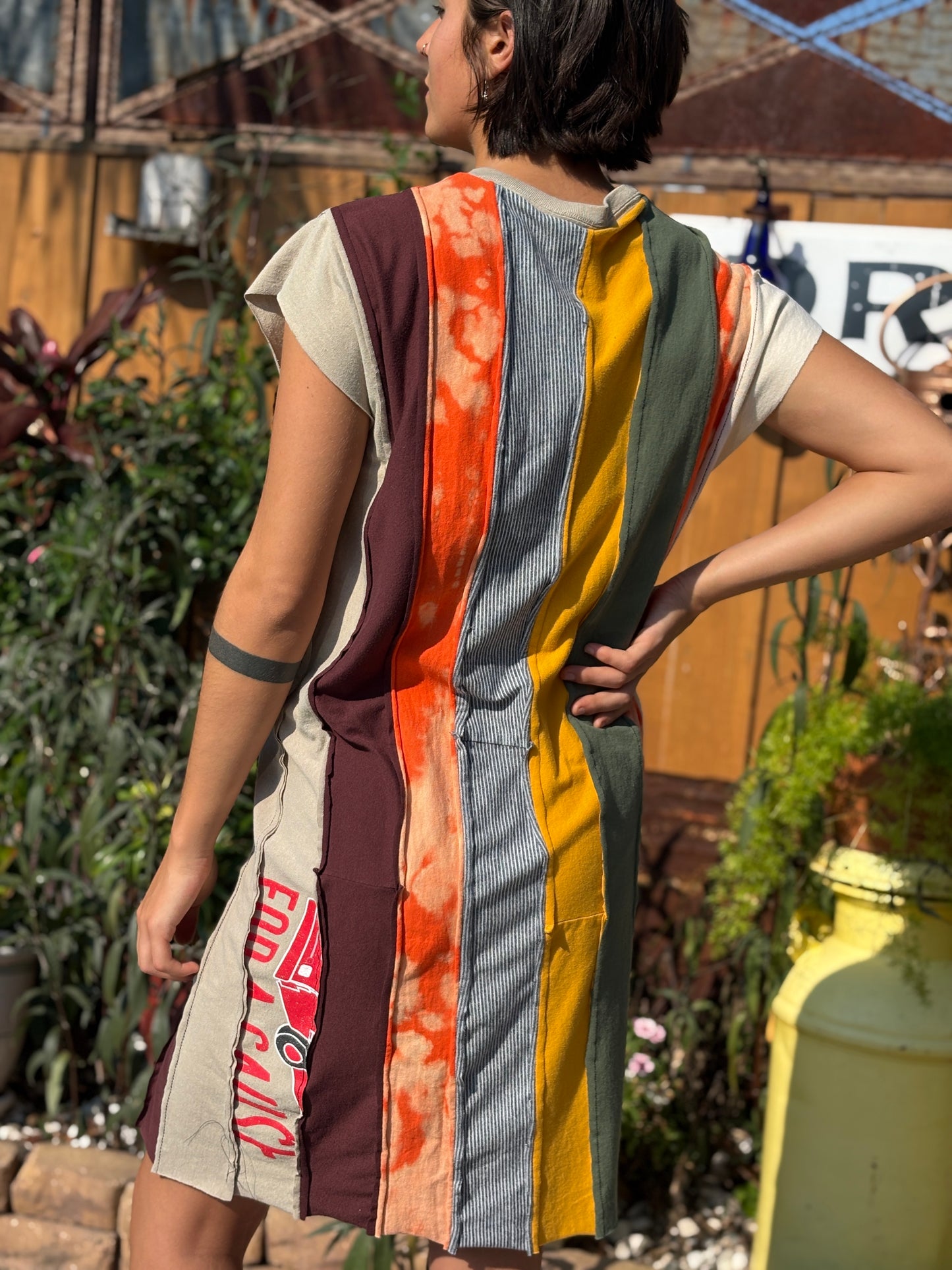 "STRIP TEE DRESS" ReCycled Tee Shirt Dress