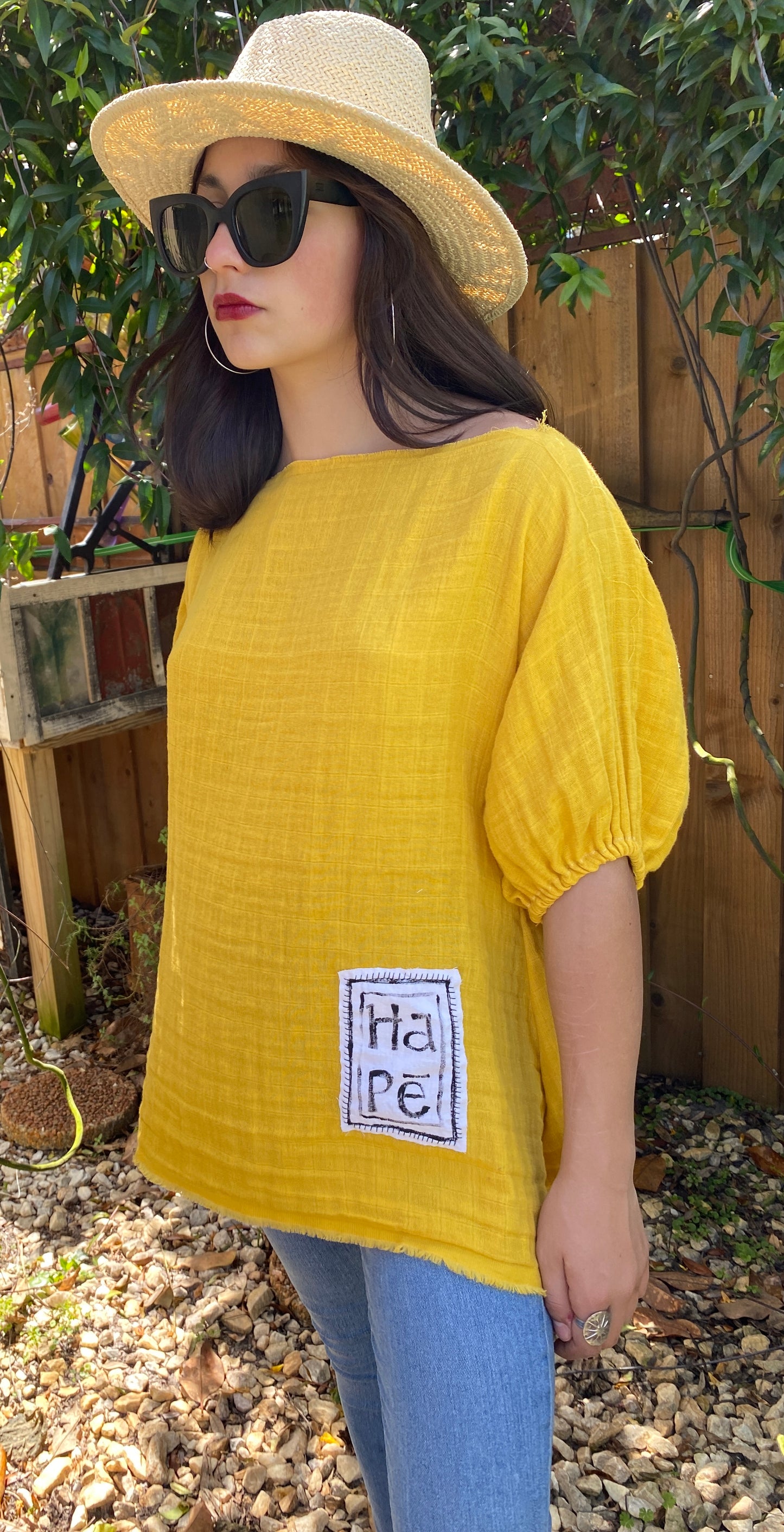 "Ha Pē" Yellow Gauze Top (SOLD)