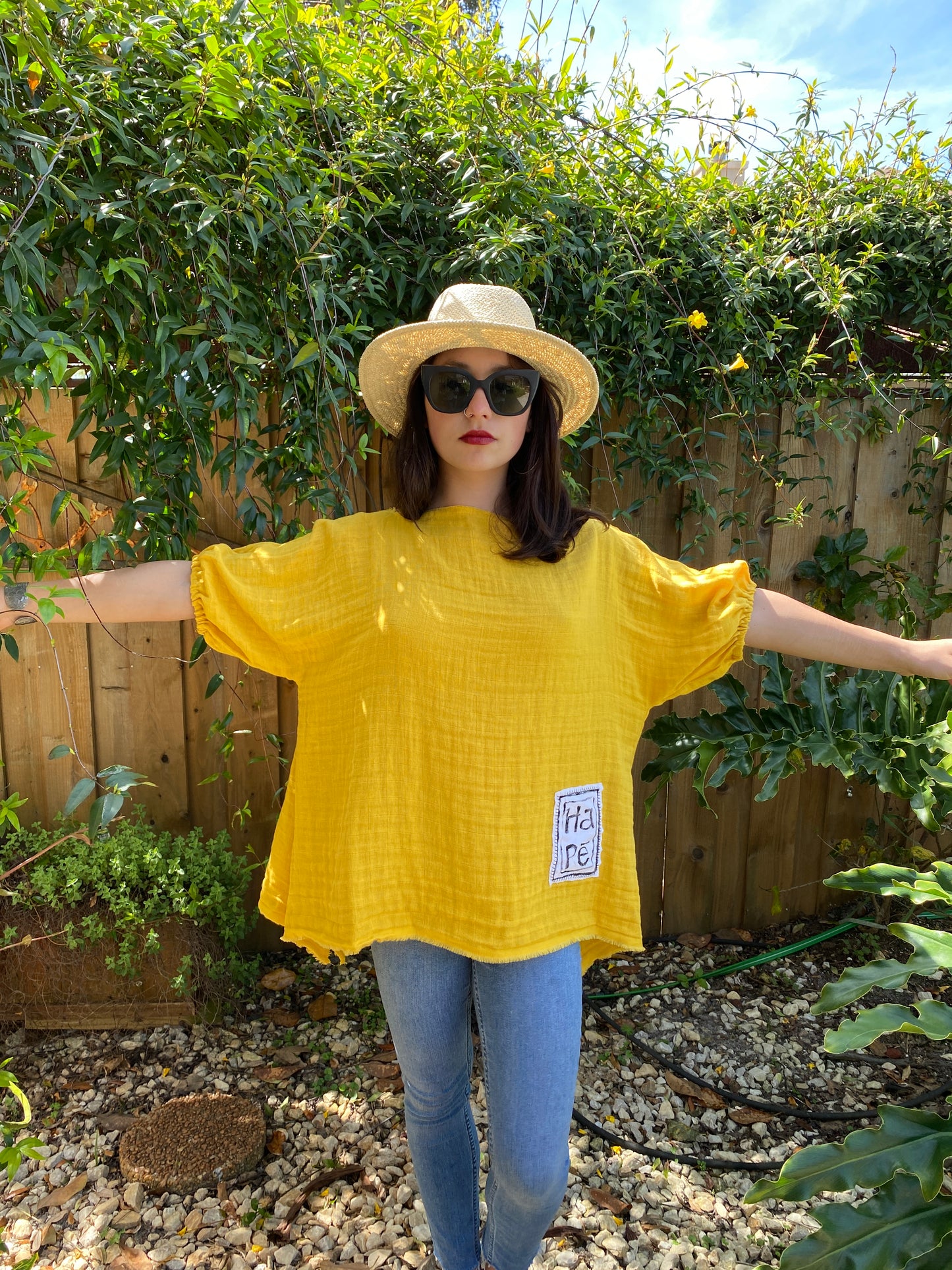 "Ha Pē" Yellow Gauze Top (SOLD)