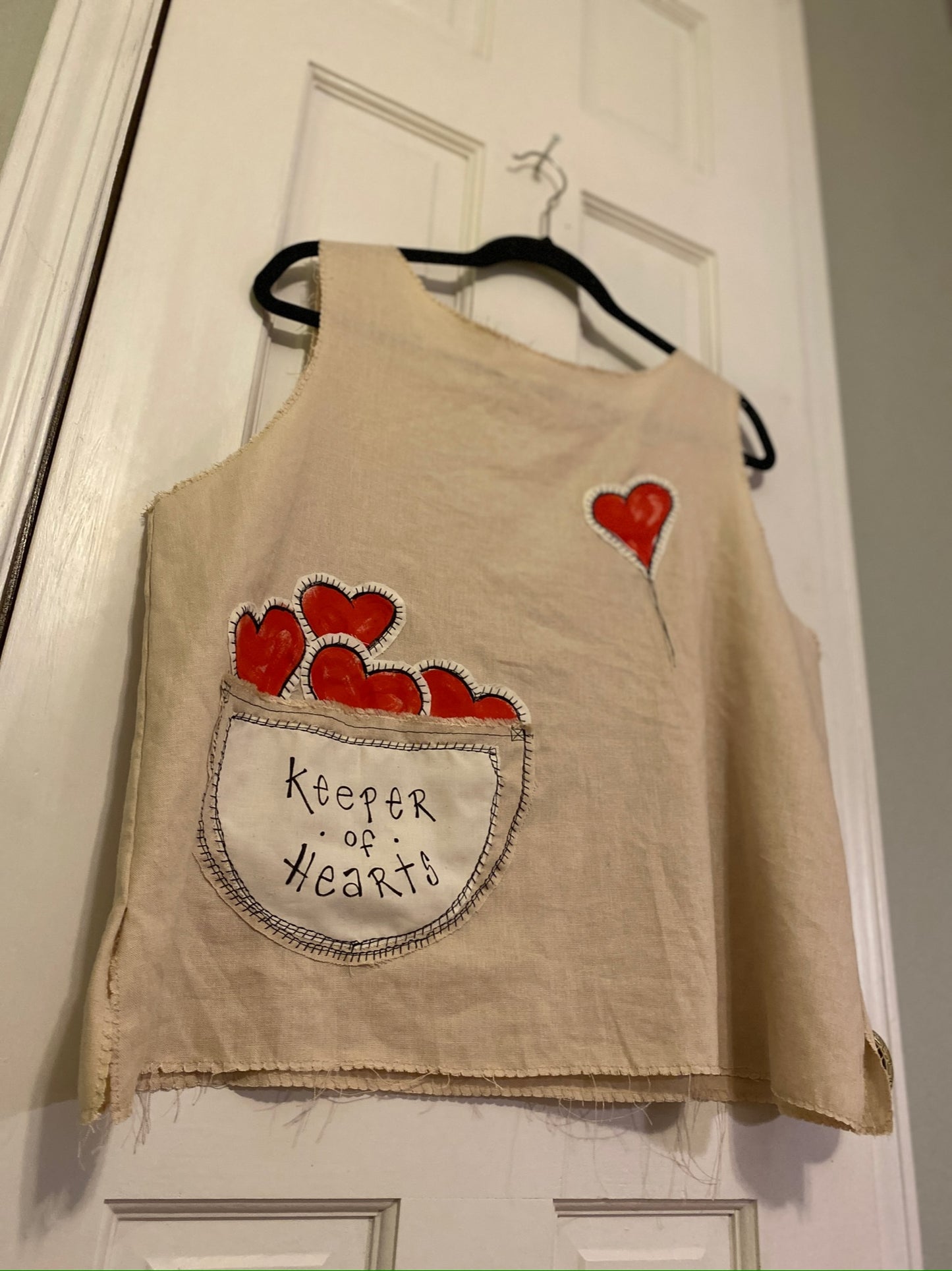 "Keeper of Hearts" Sleeveless Linen Top (SOLD)