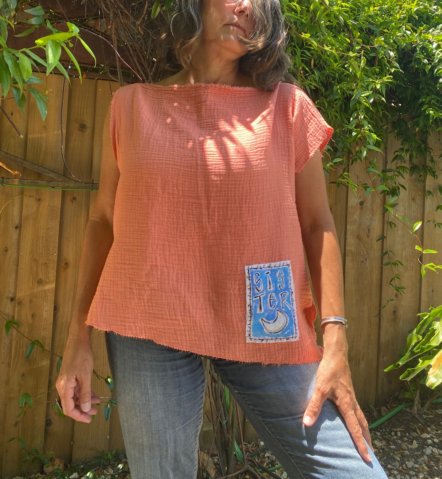 "Sister Moon" Coral Gauze Top (SOLD)