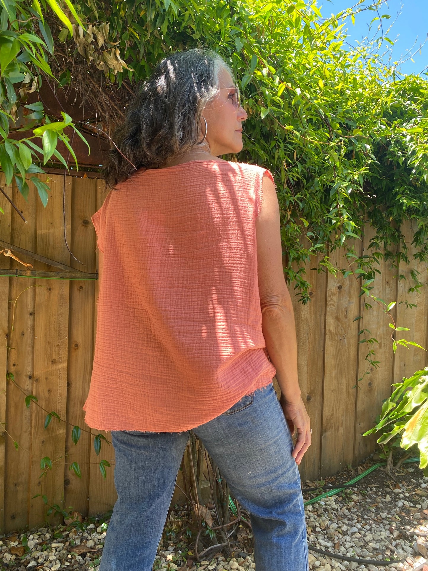 "Sister Moon" Coral Gauze Top (SOLD)