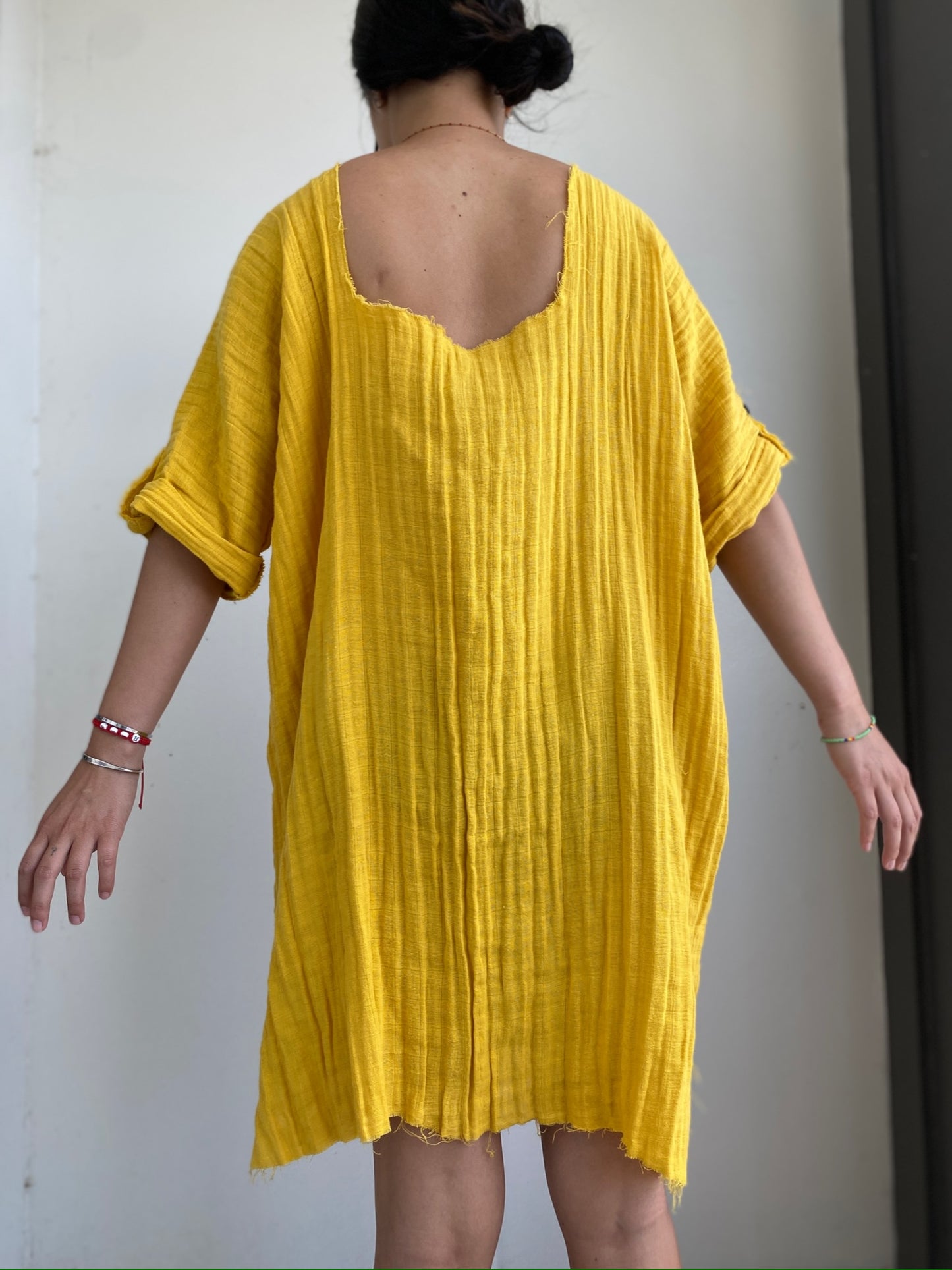 "Here Comes the Sun and I Say it's Alright" Yellow Cotton Gauze Dress (SOLD)