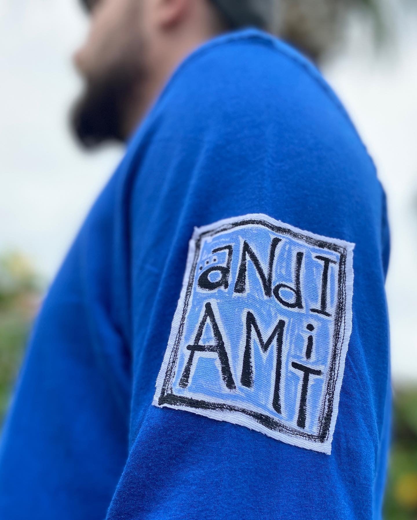 "I Am What I Am" Men's L Cobalt Blue 100% Cotton Long Sleeve Tee (SOLD)